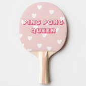 Ping Pong Queen - Schattige Blush Roze & Witte Har Tafeltennisbatje (Voorkant)