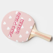 Ping Pong Queen - Schattige Blush Roze & Witte Har Tafeltennisbatje (Zijkant)