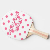 Ping Pong Queen - Whimsical Hot Pink Polkadots Tafeltennisbatje (Zijkant)