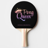 Ping Pong Queen Zwart Roze Naam Tafeltennisbatje (Voorkant)