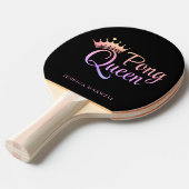 Ping Pong Queen Zwart Roze Naam Tafeltennisbatje (Voorkant Gekanteld)