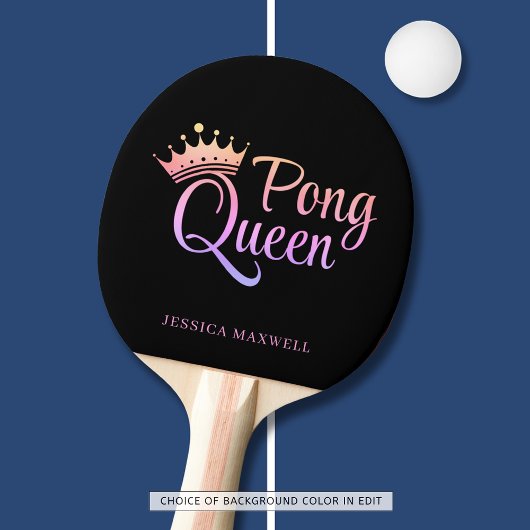 Ping Pong Queen Zwart Roze Naam Tafeltennisbatje