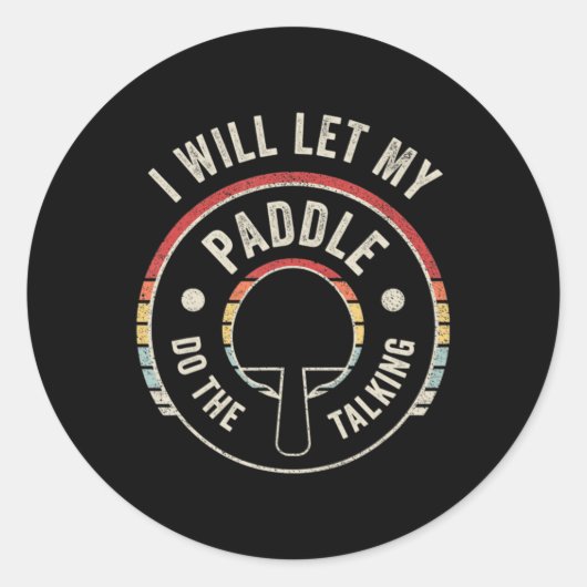 Ping Pong  Retro Fun Table Tennis Ronde Sticker (Voorkant)