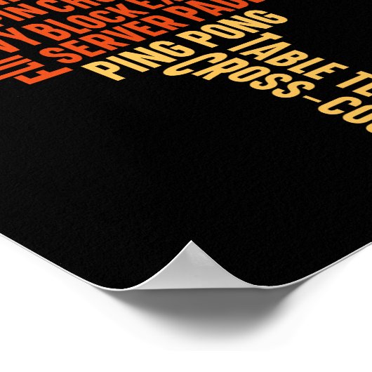 Ping Pong Table Tennis Backhand Backspin Block Poster (Hoek)