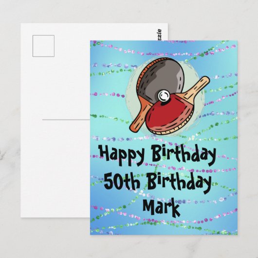  Ping pong Table Tennis Birthday Card Briefkaart (Voorkant / Achterkant)