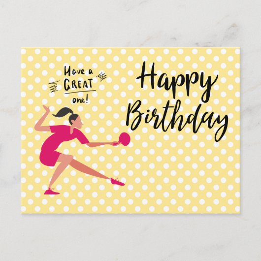 Ping Pong Table Tennis Birthday Girl Briefkaart (Voorkant)