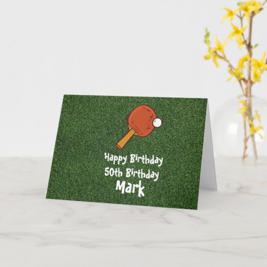  Ping pong Table Tennis Birthday Kaart (Gele Bloem)