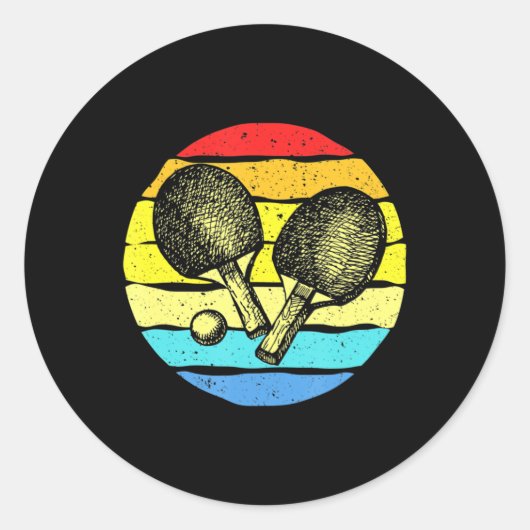 Ping Pong Table Tennis Lovers Retro Ronde Sticker (Voorkant)