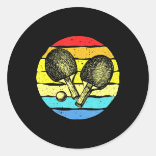Ping Pong Table Tennis Lovers Retro Ronde Sticker
