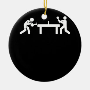 Ping Pong Table Tennis Stick Figures Pingpong Keramisch Ornament