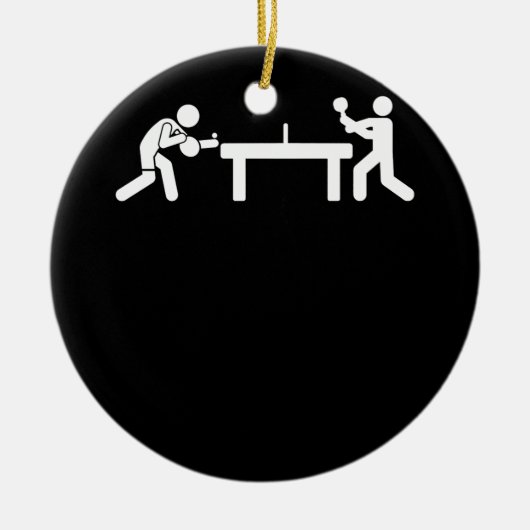 Ping Pong Table Tennis Stick Figures Pingpong Keramisch Ornament (Voorkant)