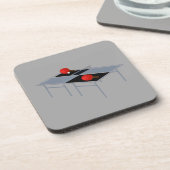 Ping pong tafel met vleermuizen en bal, bier onderzetter (Linkerzijde)