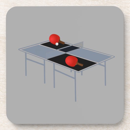 Ping pong tafel met vleermuizen en bal, bier onderzetter (Voorkant)