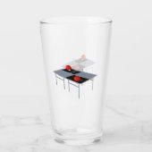 Ping pong tafel met vleermuizen en bal, glas (Achterkant)