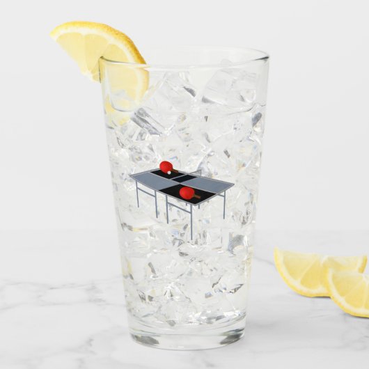 Ping pong tafel met vleermuizen en bal, glas (Voorkant ijs)
