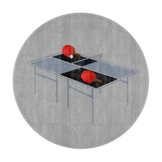 Ping pong tafel met vleermuizen en bal, snijplank (Voorkant)