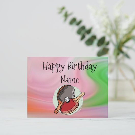 Ping pong tafel Tennis Happy Birthday Briefkaart (Staand voorkant)