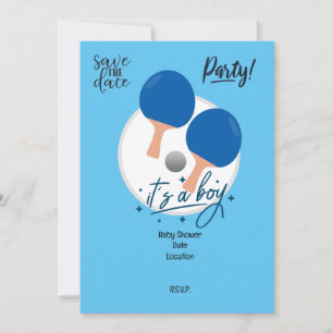 Ping Pong Tafel Tennis party baby shower blauw Kaart