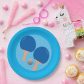 Ping Pong Tafel Tennis party blauwe achtergrond Papieren Bordje (Feest)