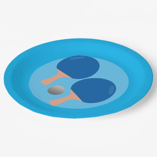 Ping Pong Tafel Tennis party blauwe achtergrond Papieren Bordje (Gekanteld)