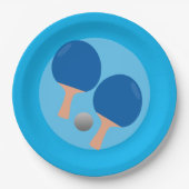 Ping Pong Tafel Tennis party blauwe achtergrond Papieren Bordje (Voorkant)