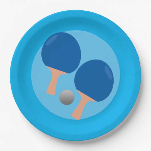 Ping Pong Tafel Tennis party blauwe achtergrond Papieren Bordje (Voorkant)