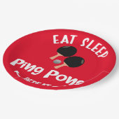Ping Pong Tafeltennis eten slaap herhalen Papieren Bordje (Gekanteld)