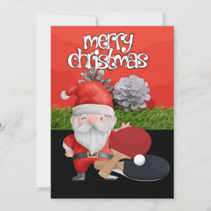 Ping Pong Tafeltennis Kerstmis met de Kerstman Feestdagenkaart