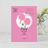 Ping Pong Tafeltennis party roze baby shower Kaart (Staand voorkant)