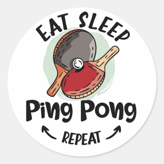 Ping pong tafeltennis verjaardag eten slaap herhal ronde sticker (Voorkant)