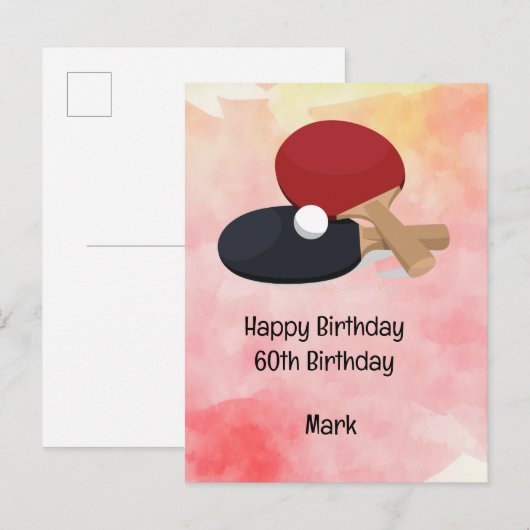 Ping pong tafeltennis verjaardags Kaart (Voorkant / Achterkant)