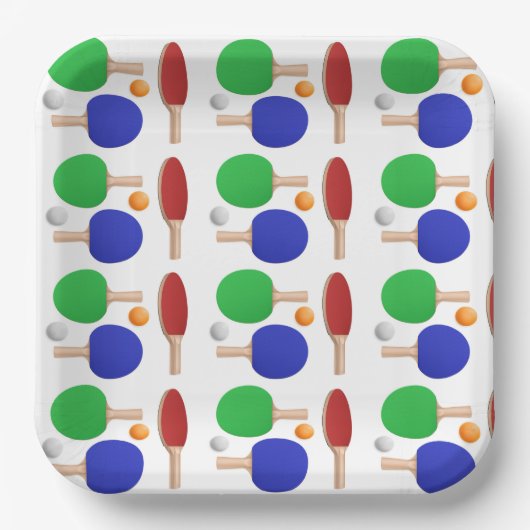 Ping Pong Tafeltennis Verjaardagsfeest Papieren Bordje (Voorkant)