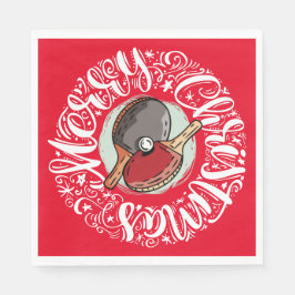 Ping Pong Tafeltennis voor Kerstmis op rood Servet