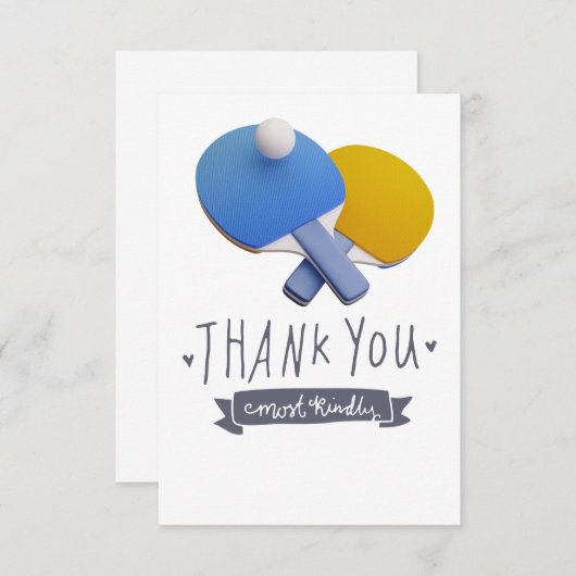 Ping Pong thema Bedankt kaart (Voorkant / Achterkant)