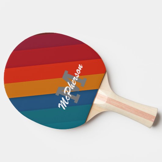 Ping Pong Vivid Stripes met monogram en naam Tafeltennisbatje (Zijkant)