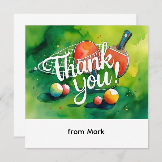 Ping Pong-waterverf Bedankkaart (Voorkant / Achterkant)
