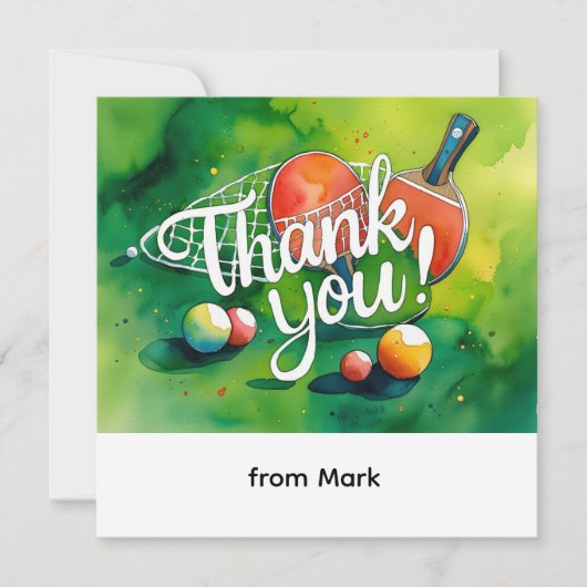 Ping Pong-waterverf Bedankkaart (Voorkant)
