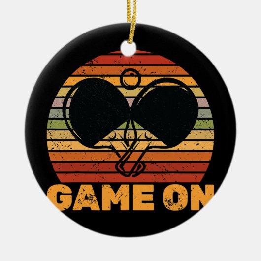 Pingel Pong Game op de Speler van de Varsiteit van Keramisch Ornament (Voorkant)