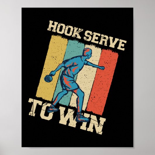Pingel Pong Table Tennis Hook Serve to Win Retro Poster (Voorkant)