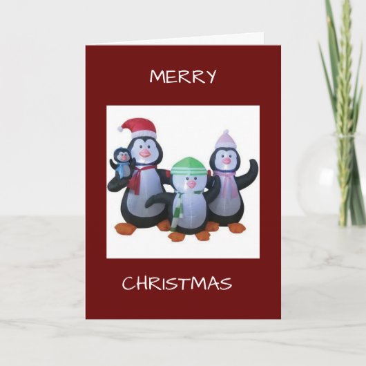 PINGOËNS KOMEN SAMEN OM PRETTIG KERSTFEEST TE WENS KAART (Voorkant)