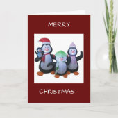 PINGOINS KOMEN SAMEN OM KERSTKAART TE ZEGGEN KAART (Voorkant)