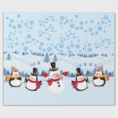 "Pingouin" Schattige Kerstmis Cadeaupapier (Vlak)