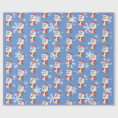 "Pingouin" Schattige kerstontwerp Cadeaupapier (Vlak)