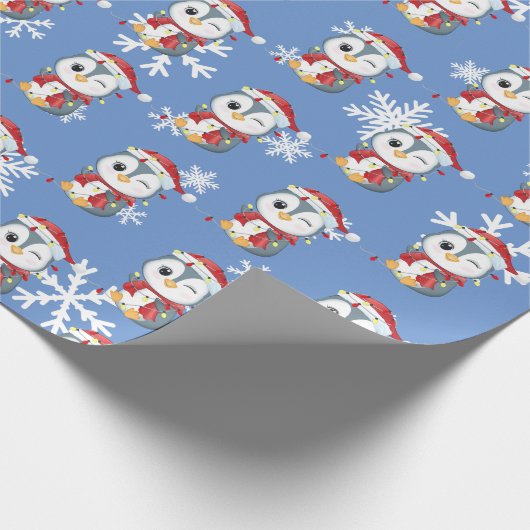"Pingouin" Schattige kerstontwerp Cadeaupapier (Hoek)
