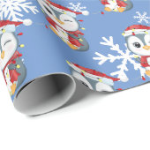 "Pingouin" Schattige kerstontwerp Cadeaupapier (Rol Hoek)