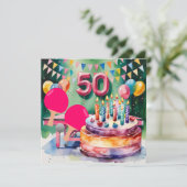 Pingpong 50e verjaardag kaart (Staand voorkant)