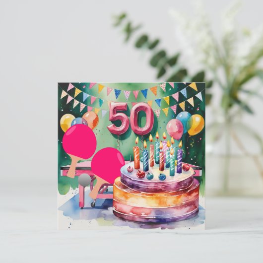 Pingpong 50e verjaardag kaart (Staand voorkant)