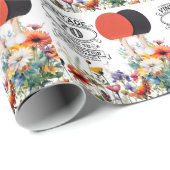 Pingpong 70ste verjaardag met peddel en bloem cadeaupapier (Rol Hoek)