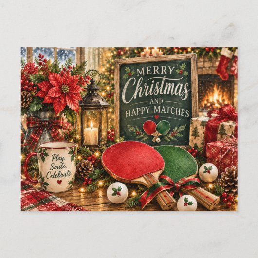 Pingpong Kerst thema Briefkaart (Voorkant)