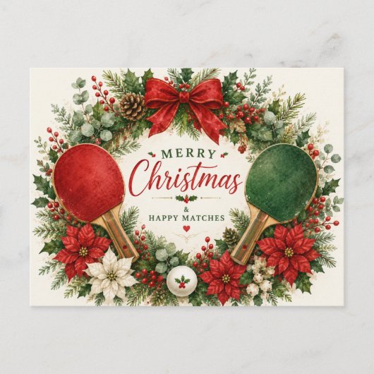 Pingpong Kerst thema Briefkaart (Voorkant)